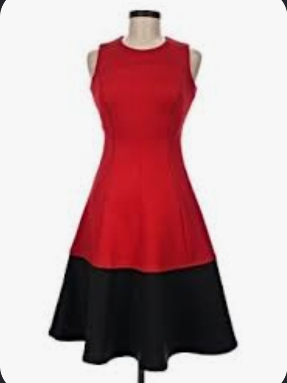 Women's Red and Black Sleeveless Fit-and-Flare Dress / Veztido Rojo Y Blanco